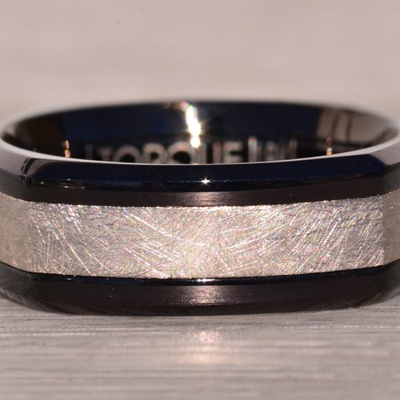 Torque Signed Black Cobalt and White Gold Wedding Band